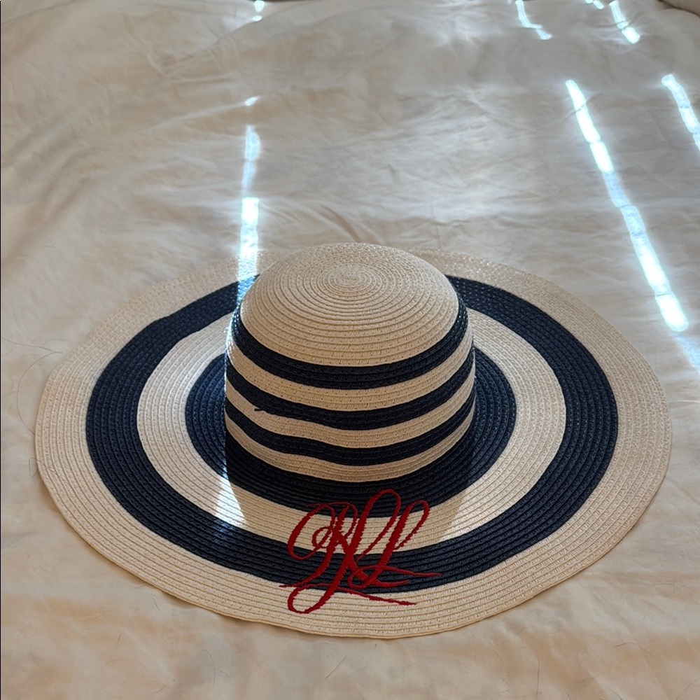 Ralph Lauren Navy and Cream Striped Sun Hat
